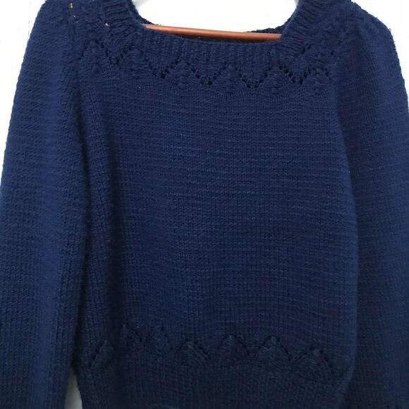 Unbranded Blue Dainty Womens Sweater Open Collarbone Designed Collar - Picture 4 of 5